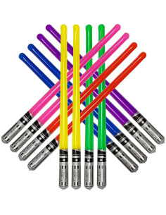 Paquete de 12 Sables de Luz Inflables Peso de Fiesta - Arcoíris 2