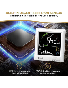 Detector de CO2 U UNNI UN0601S para el Hogar, Monitor de Calidad del Aire 2