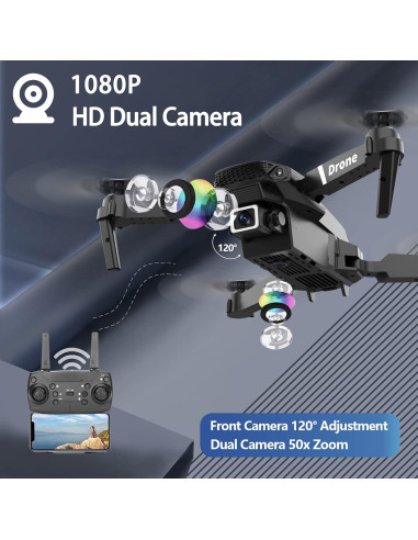 Drone MOCVOO Doble Cámara 1080P Plegable 39 Min Vuelo