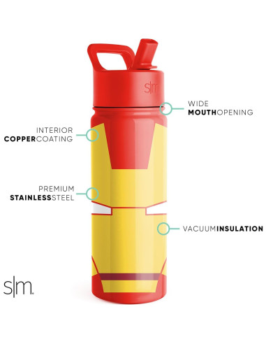 Botella de Agua Simple Modern Iron Man 18oz Aislada
