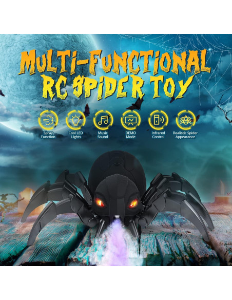 Araña Control Remoto DEERC con Spray y Luces LED