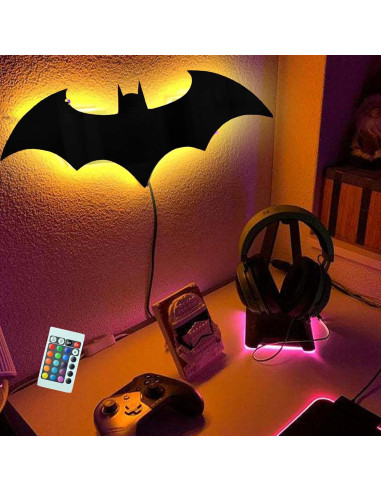 Luz Nocturna Murciélago LED Control Remoto 16 Colores