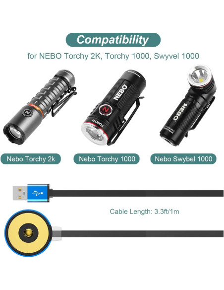 Cargador Kissmart para linternas NEBO Torchy 2K y 1000