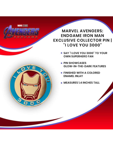 Pin Coleccionista Iron Man Marvel "Te Amo 3000" 3,56 cm