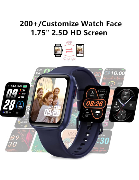 Reloj Inteligente BRIBEJAT BT4 Azul 1.75" Fitness Llamadas