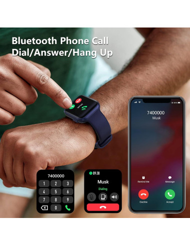 Reloj Inteligente BRIBEJAT BT4 Azul 1.75" Fitness Llamadas