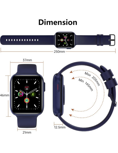 Reloj Inteligente BRIBEJAT BT4 Azul 1.75" Fitness Llamadas