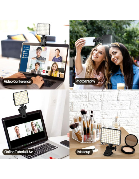Clip de Luz Selfie Recargable Boyingkeji Negro LED Ajustable