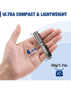 Linterna Mini WORKPRO, 300 Lúmenes, Recargable, Gris 2