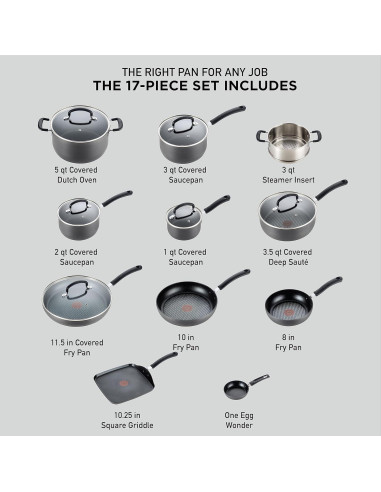 Juego de Utensilios de Cocina T-fal 17 Piezas Antiadherente