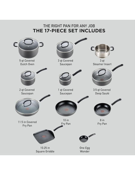 Juego de Utensilios de Cocina T-fal 17 Piezas Antiadherente