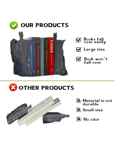 Soportes de Libros Decorativos Bzuiawi 24 cm Resina Negro