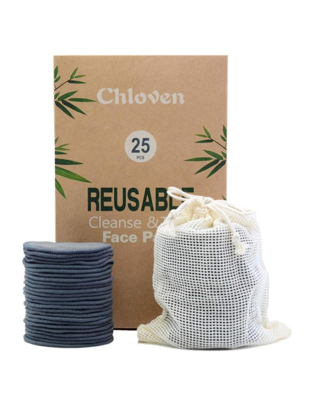 Chloven Almohadillas Desmaquillantes Reutilizables de Bambú 25 Unidades