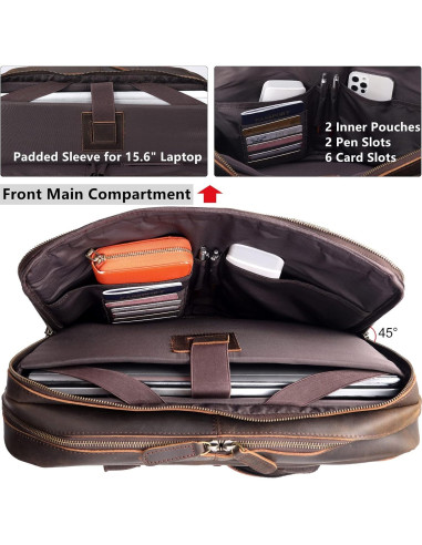 Maletín de Cuero para Laptop 15.6" Unique Retro Marrón