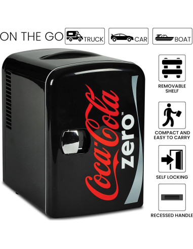 Mini Nevera Coca-Cola Zero CZ04 4L Portátil Negro/Rojo