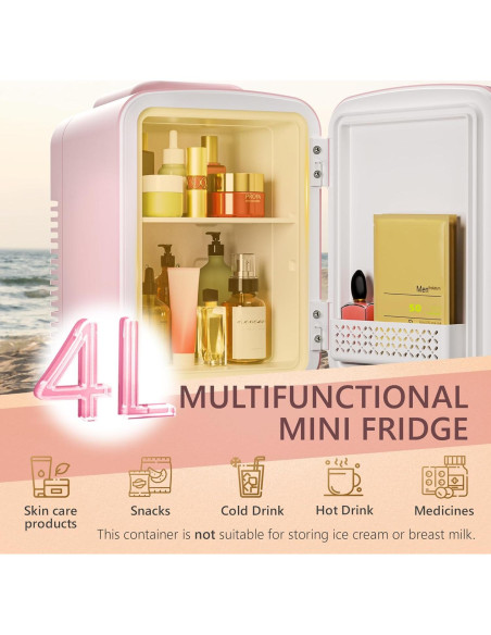 Mini Nevera EUHOMY 4L Rosa Portátil para Cosméticos Mini Nevera EUHOMY 4L Rosa Portátil para Cosméticos