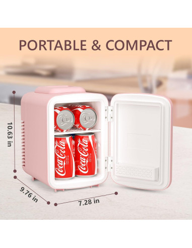Mini Nevera EUHOMY 4L Rosa Portátil para Cosméticos