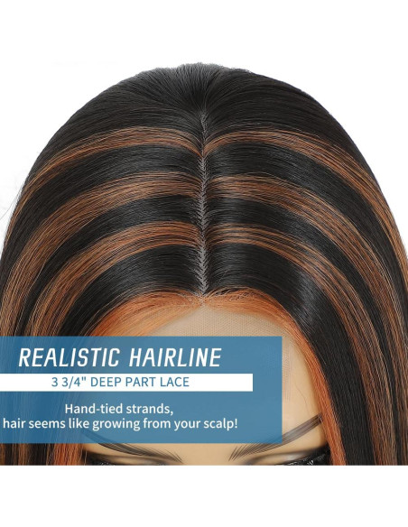 Peluca Bob Sintética Meiliprotea Marrón 38 cm Usar y Listo