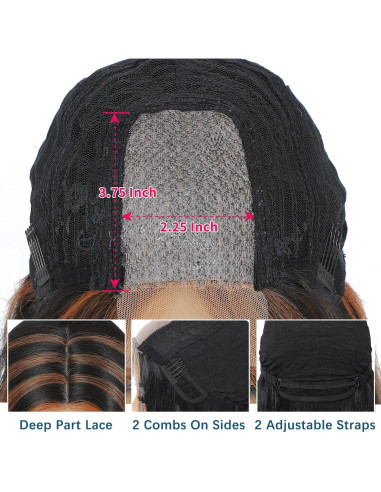 Peluca Bob Sintética Meiliprotea Marrón 38 cm Usar y Listo