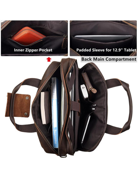 Maletín de Cuero para Laptop 15.6" Unique Retro Marrón