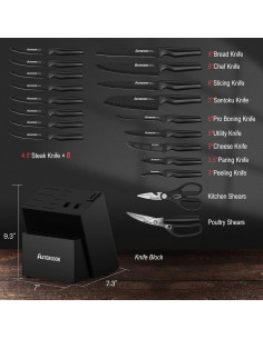 Juego de cuchillos Astercook 21 piezas con bloque y afilador 2