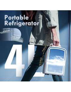 Mini Nevera COYCYQI 4L con Espejo LED y Calentador 2