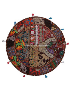 Cojín de Suelo Redondo DK Homewares 70 cm Marrón Patchwork