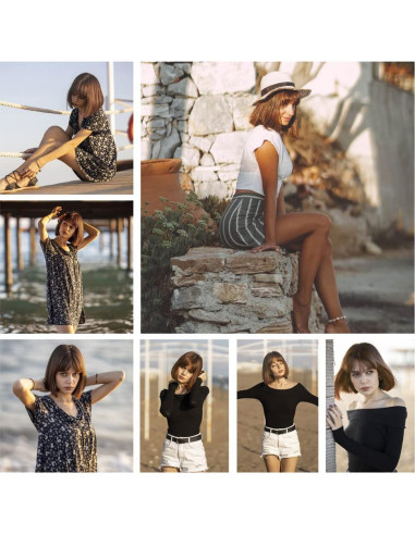 Peluca Bob Recta Corto Onpep con Flequillo Color Miel 30 cm