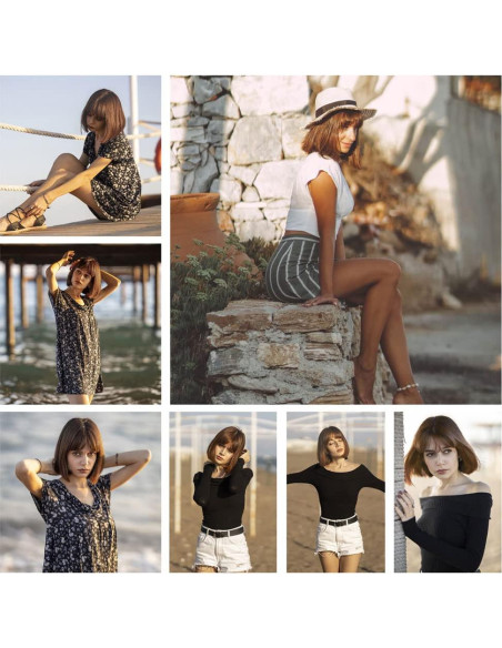 Peluca Bob Recta Corto Onpep con Flequillo Color Miel 30 cm