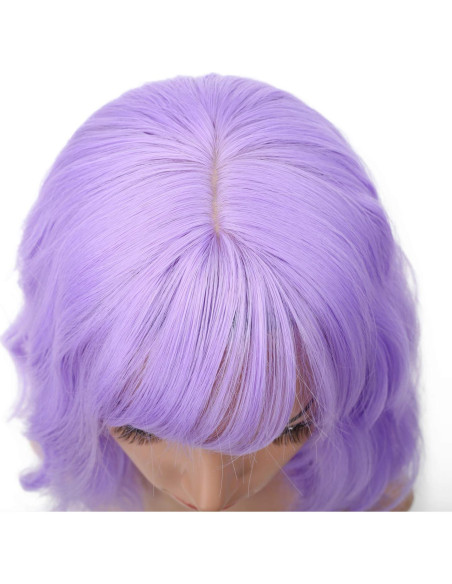 Peluca Sintética Morada Corta con Flequillo FAELBATY 30 cm