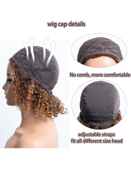 Peluca corta de ondas de agua OnePart 30 cm sin pegamento