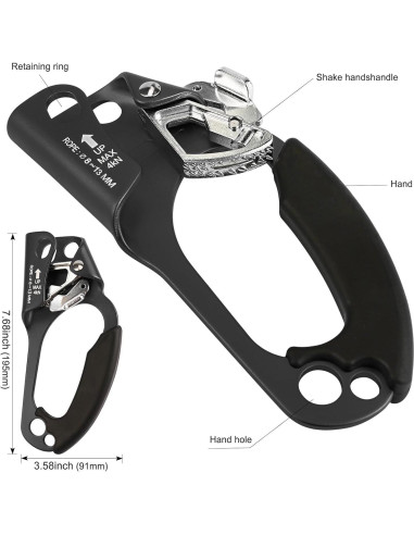 Ascensor de mano QKURT para escalada 8-13mm, ligero