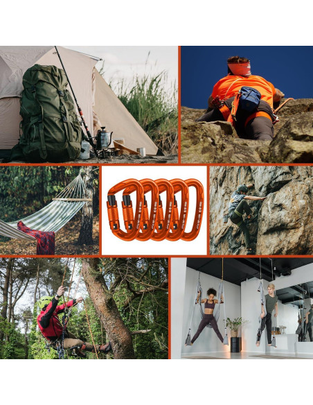 Ganchos de Carabina AINIKEY 25kN Bloqueo Automático D