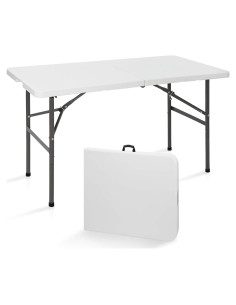 Mesa Plegable SUPER DEAL 122x61 cm Blanca para Picnic