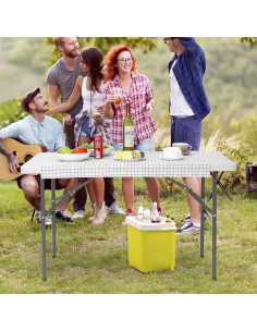 Mesa Plegable SUPER DEAL 122x61 cm Blanca para Picnic 2