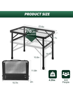 Mesa Plegable WildFinder 2x1.3 FT Ajustable Impermeable 2