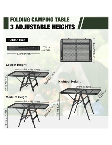 Mesa de Parrilla Plegable Raynesys 3ft Ajustable para Exterior