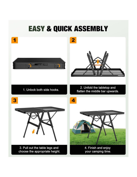 Mesa de Parrilla Plegable Raynesys 3ft Ajustable para Exterior