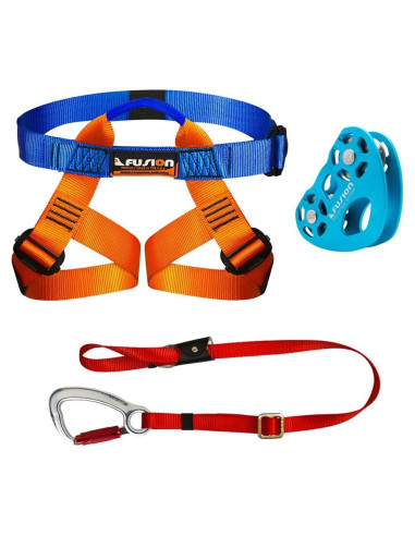 Kit de Tirolina Fusion Climb con Arnés y Cuerda para Jardín