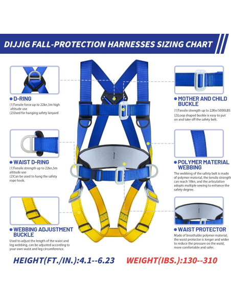 Arnés de Seguridad Universal D-Ring 5 Puntos Poliester