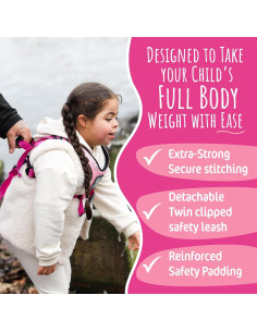 Arnés de Seguridad Hobbledehoo para Niños 2-7 Años Rosa 2