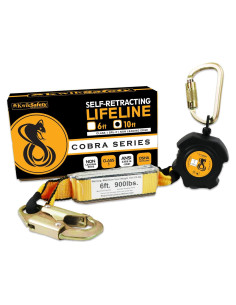 KwikSafety Cobra 3,05m Línea de Vida Retráctil con Amortiguador