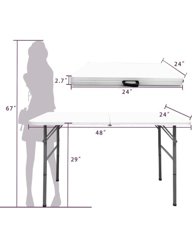 Mesa Plegable Gocamptoo 121,9x60,9 cm Blanca para Comedor
