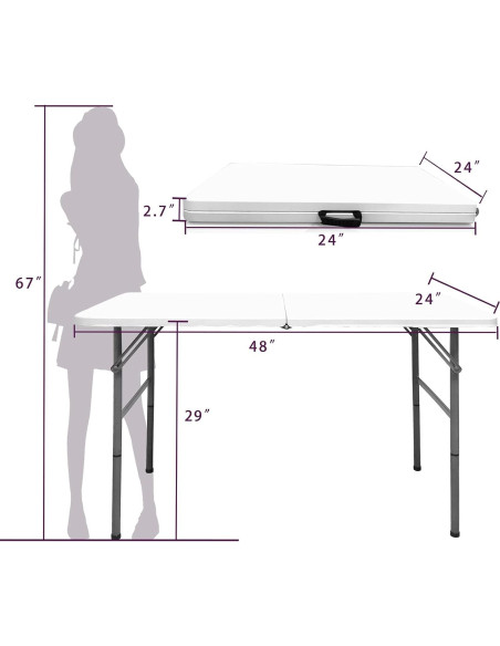 Mesa Plegable Gocamptoo 121,9x60,9 cm Blanca para Comedor