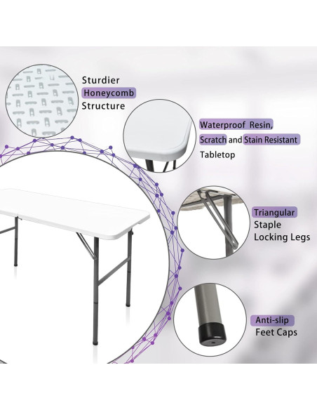 Mesa Plegable Gocamptoo 121,9x60,9 cm Blanca para Comedor
