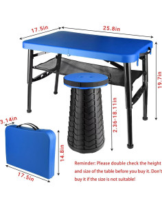 Mesa Plegable ZTMT 4 Pies con Taburete Ajustable 2