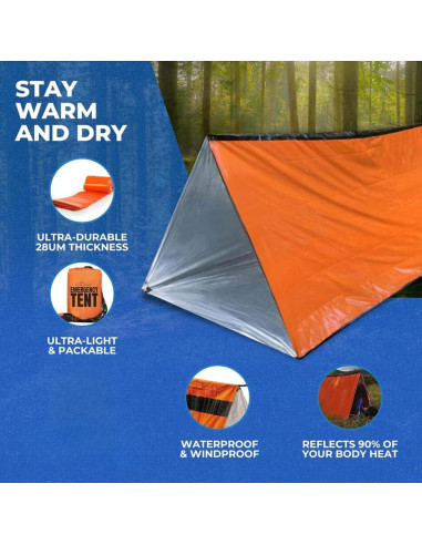 Tienda de Emergencia CloudTen para 2 Personas - Naranja