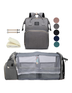 Mochila de Pañales Gris para Bebé con Estación de Cambio