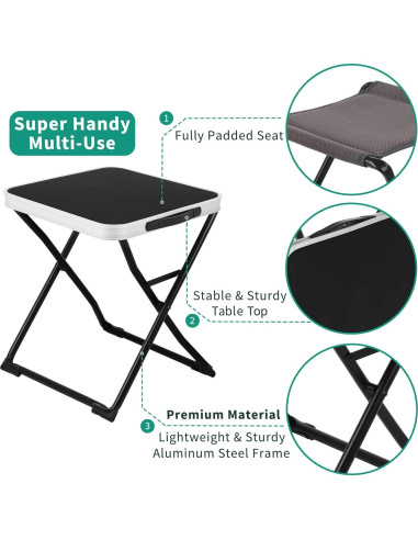 Mesa y Taburete de Camping SUNNYFEEL 3 en 1 Plegable 136 KG