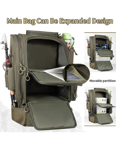 Mochila de Pesca Grande BLISSWILL con Nevera y Soportes